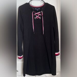 Tommy Hilfiger Black Long Sleeve Dress with Red and White Accents